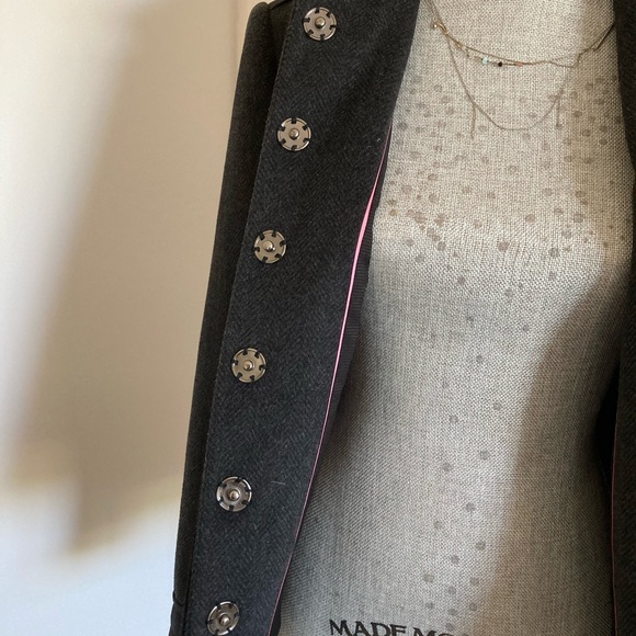 Pink Tartan designer’s house jacket, 100% wool, grey, size 42 ( 4-6 ) - Picture 7 of 12